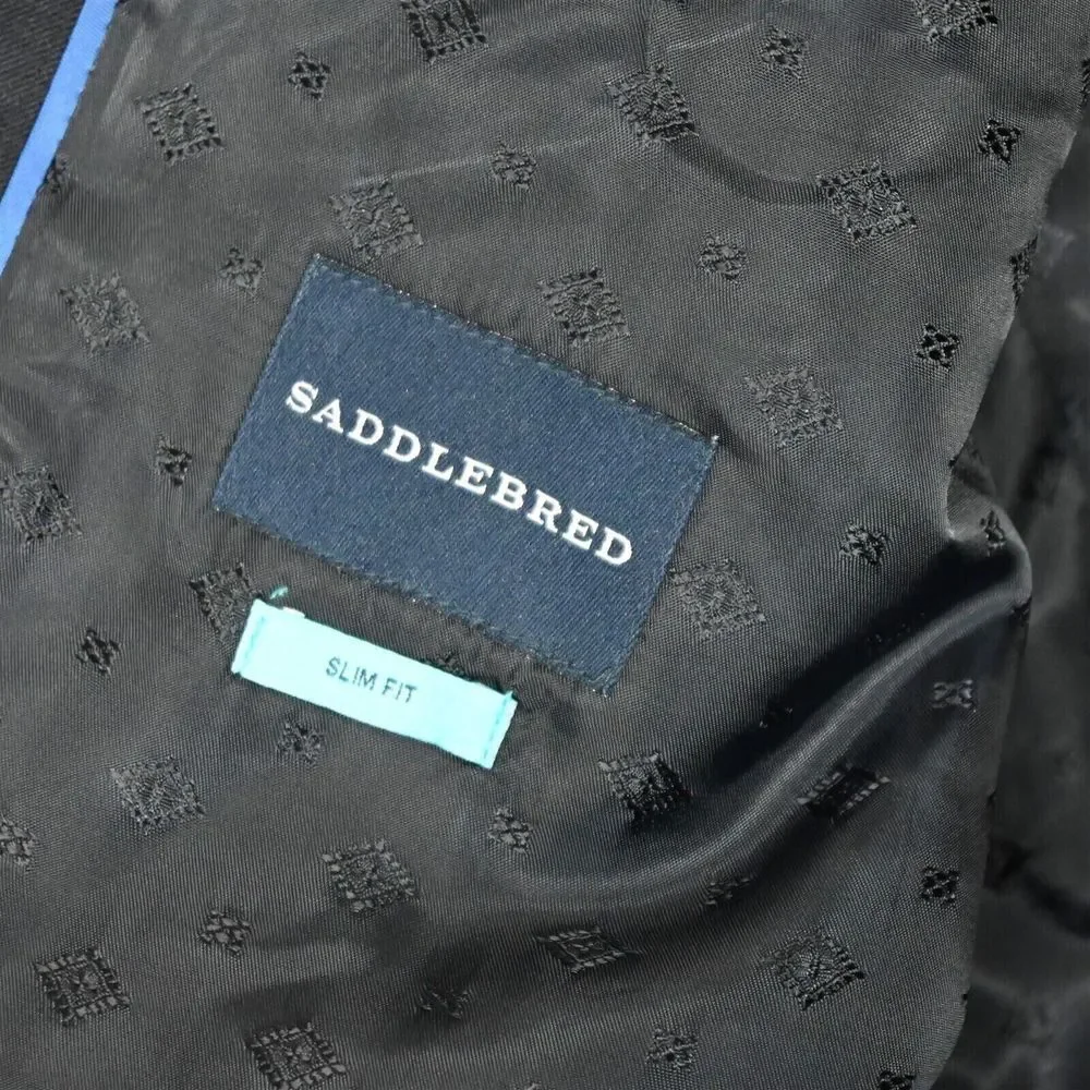 Saddlebred 48R Navy‎ Blue Stretch Wool Gold Button Mens Blazer Sport Coat Jacket